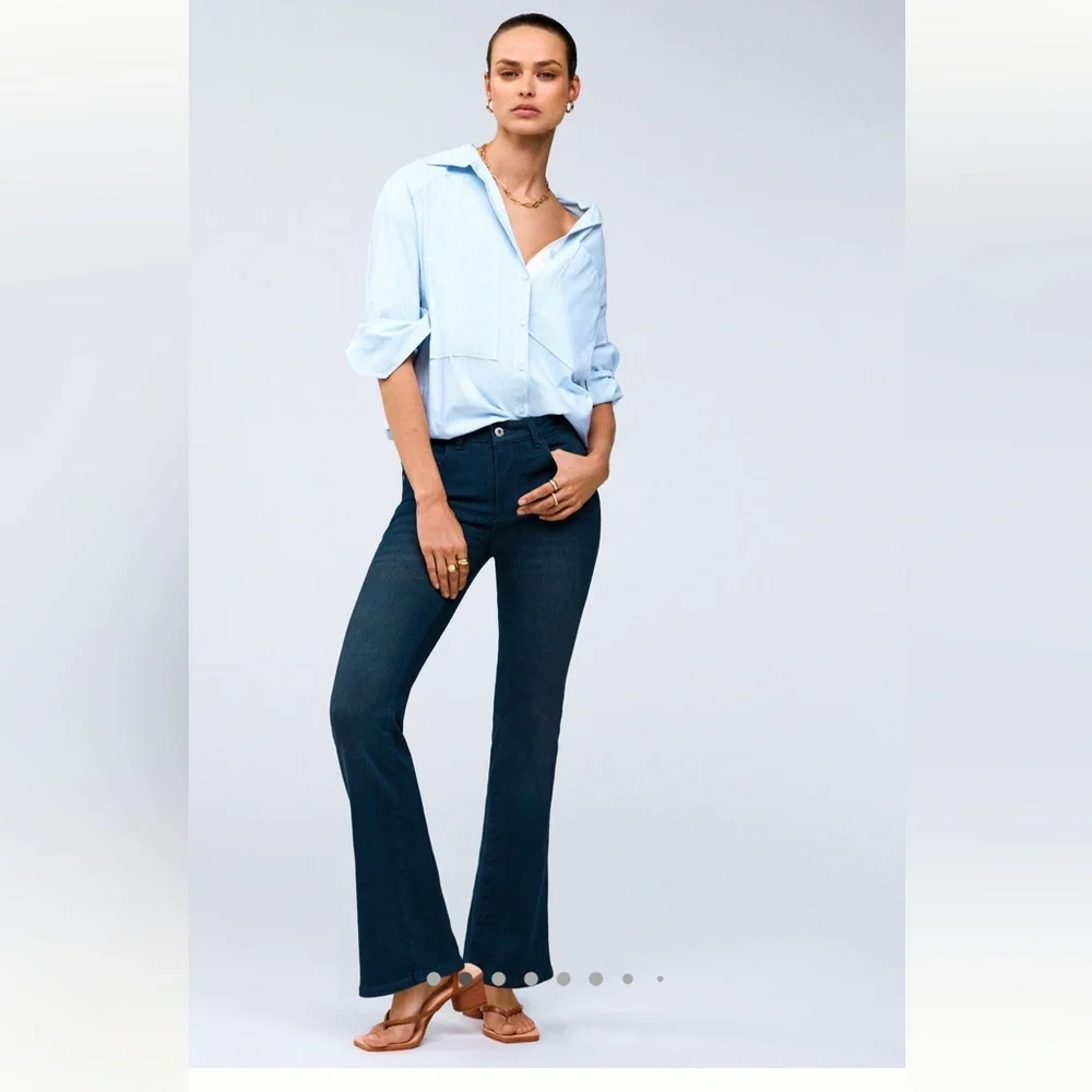 Pilcro Women's Dark Blue Flare Jeans - Picture 2 of 12